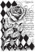 Harlequin Rose single unmounted rubber stamp